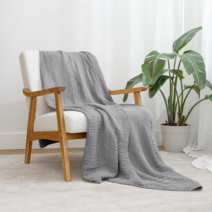 Adult Muslin Blanket in Heather Blue