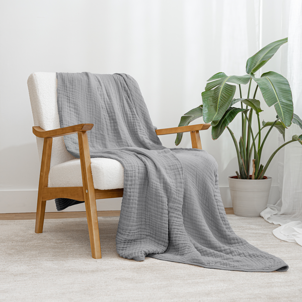 Adult Muslin Blanket in Heather Blue