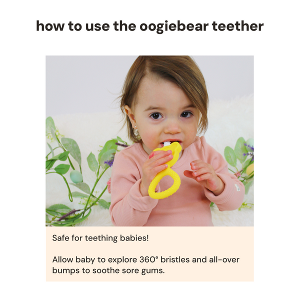 Oogiebear 360° teether in angle 8 view, perfect for soothing baby's gums and promoting healthy teeth development.