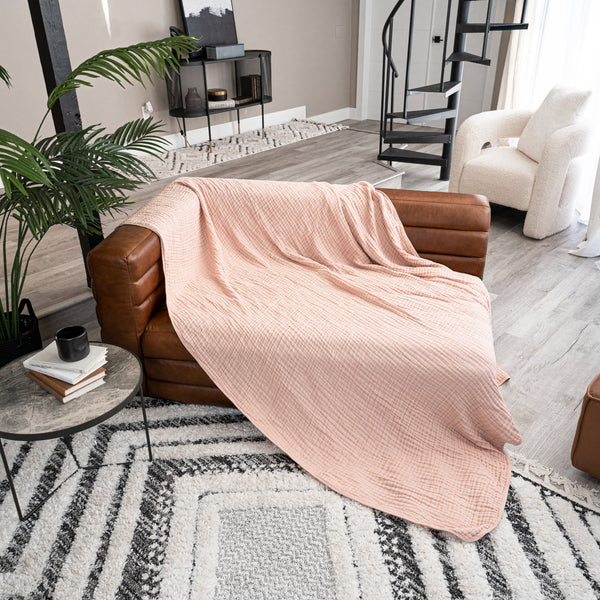 Adult Muslin Blanket in Blush