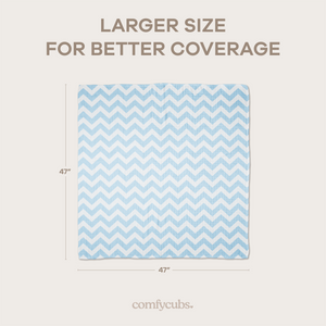 Blue muslin swaddle blankets, 4 pack, displayed at angle 3 for baby comfort and style.