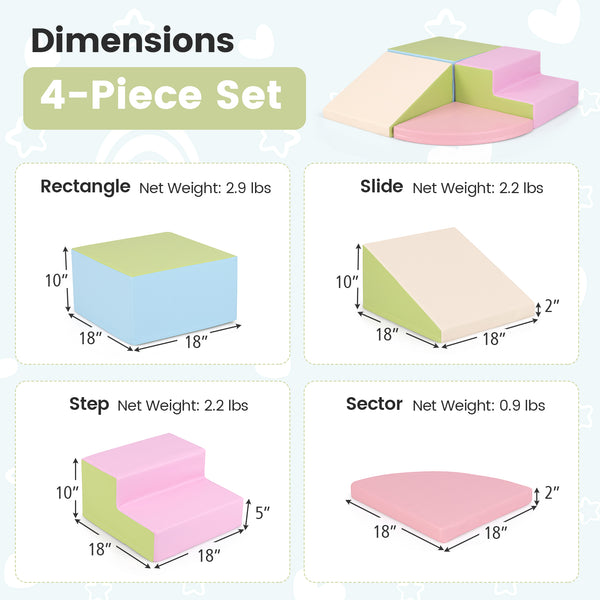4-Piece Climb and Crawl Foam Block Play Set for Infant Baby for Toddlers & Kids