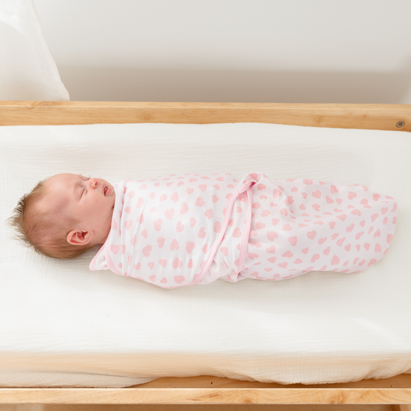Easy Swaddle Blankets in Pink, Pack of 3, displayed at an angle, perfect for keeping your baby cozy and secure.