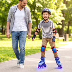 4-Size Adjustable Illuminating Kids Inline Skates with Light Up Wheels