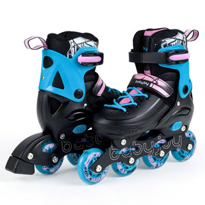 4-Size Adjustable Light-Up Kids Inline Skates for Kids Ages 7-9