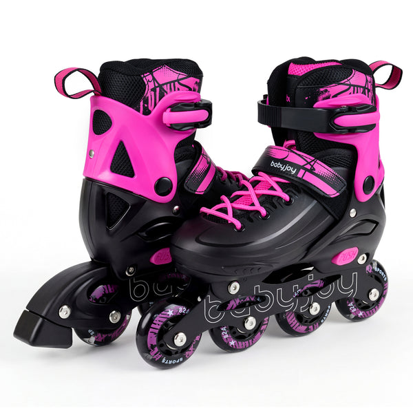 4-Size Adjustable Light-Up Kids Inline Skates for Kids Ages 7-9
