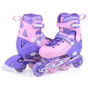 4-Size Adjustable Light-Up Kids Inline Skates for Kids Ages 7-9