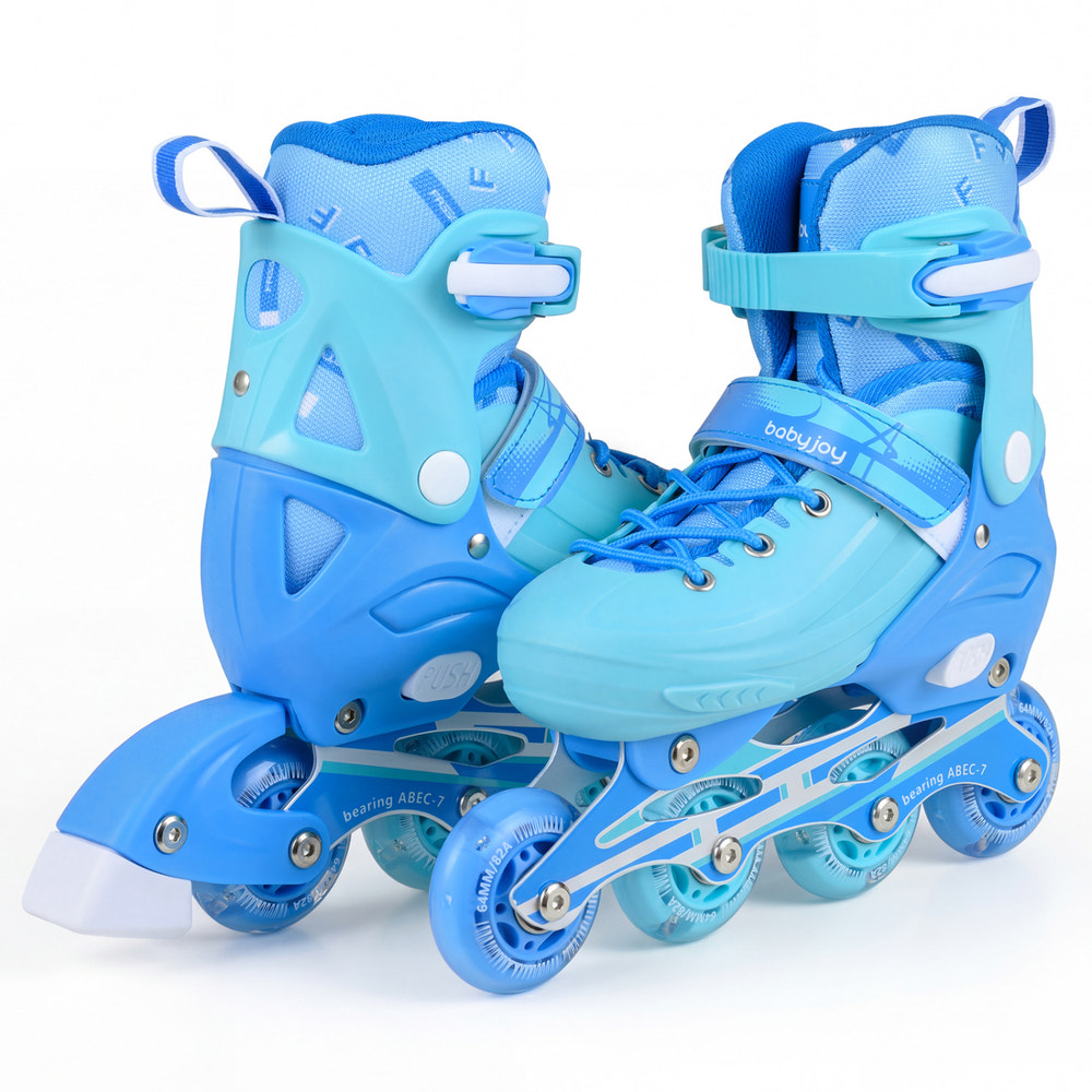 4-Size Adjustable Light-Up Kids Inline Skates for Kids Ages 9-14