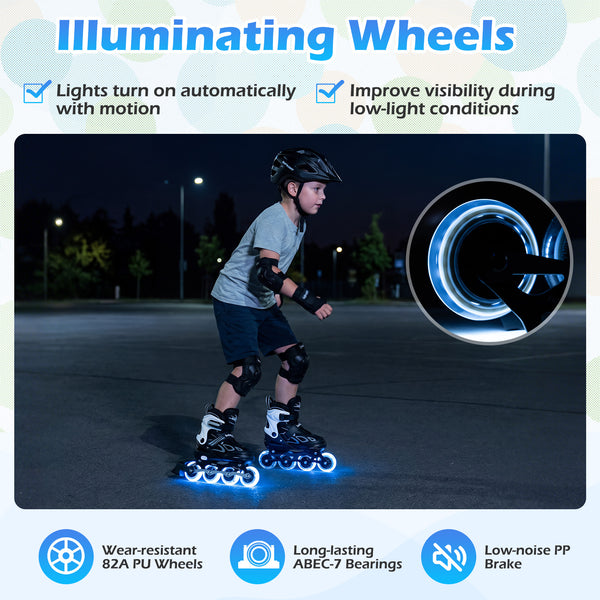 4 Sizes Adjustable Blade Roller with Light-up Wheels for Youth