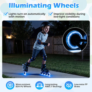4 Sizes Adjustable Blade Roller with Light-up Wheels for Youth