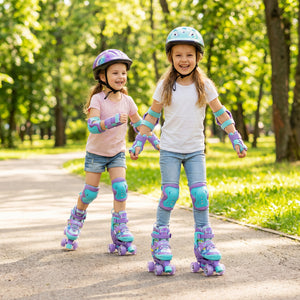 4 Sizes Adjustable Kids Roller Skates with Light-up Wheels and Safety Protection S Size