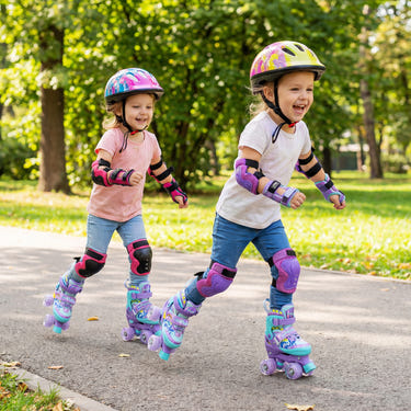 4 Sizes Adjustable  Kids Roller Skates with Light-up Wheels and Safety Protection