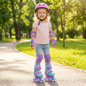 4 Sizes Adjustable  Kids Roller Skates with Light-up Wheels and Safety Protection