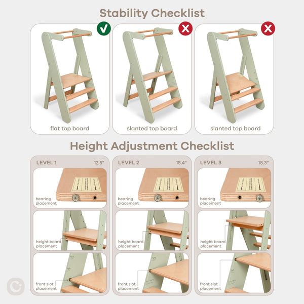 Kids Step Stool for Ages 3+ in Sage