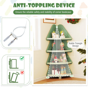 4-Tier Kids Corner Bookshelf Baby Display Shelf for Kids Room-Green