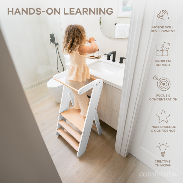 Kids Step Stool for Ages 3+ in White