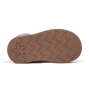 Brown Flora Grip ‘n’ Go™ baby boots, angle 4 view, perfect for little ones' comfort and style.