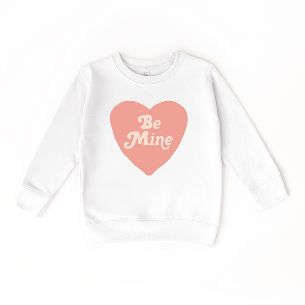 Be Mine Heart Sweater for babies, cozy and cute, shown from angle 2. Perfect for stylish infant outfits.