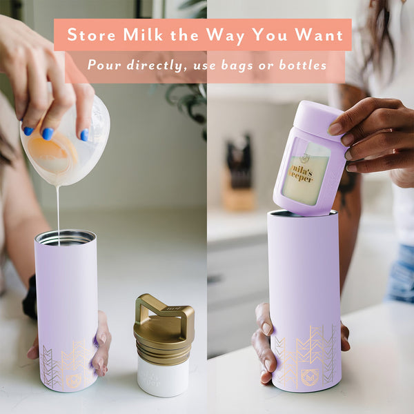 MilKeeper Starter Set in Lavender Fields - Breast Milk Storage Containers, Angle 2 view.