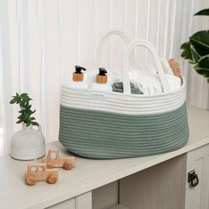 Rope Diaper Caddy in Sage