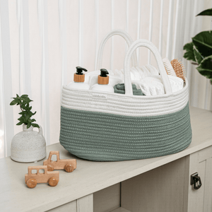 Rope Diaper Caddy in Sage