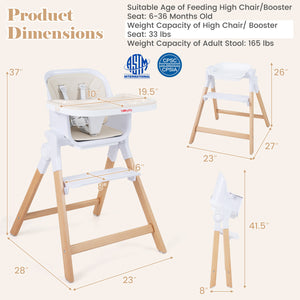 4-in-1 Convertible Baby High Chair with Detachable and Adjustable Tray