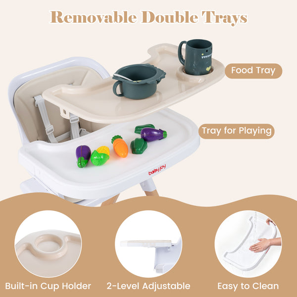 4-in-1 Convertible Baby High Chair with Detachable and Adjustable Tray