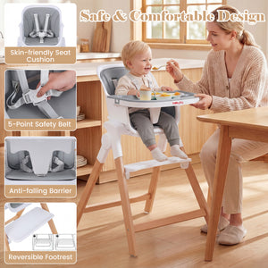 4-in-1 Convertible Baby High Chair with Detachable and Adjustable Tray