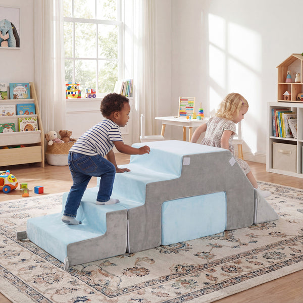 4-in-1 Foam Climbing Blocks Toddler Indoor Climb with Slide for Toddlers & Kids