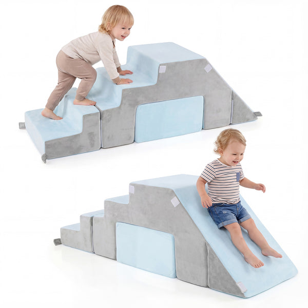 4-in-1 Foam Climbing Blocks Toddler Indoor Climb with Slide for Toddlers & Kids
