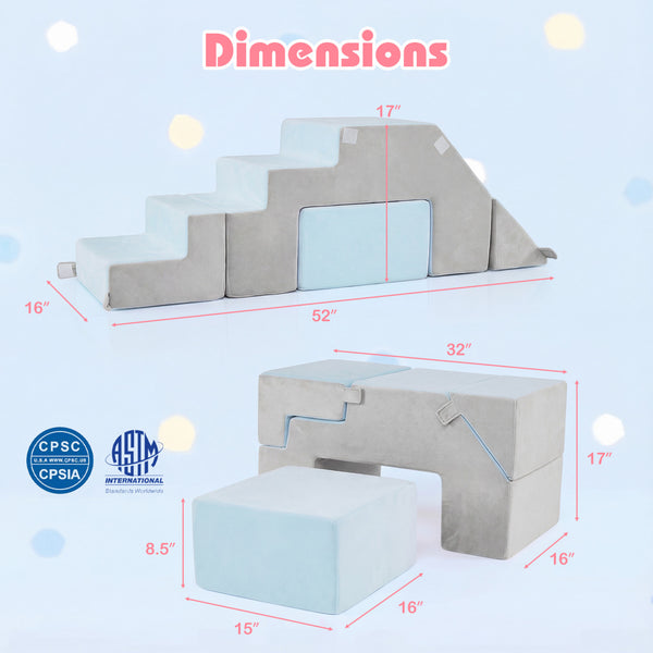 4-in-1 Foam Climbing Blocks Toddler Indoor Climb with Slide for Toddlers & Kids