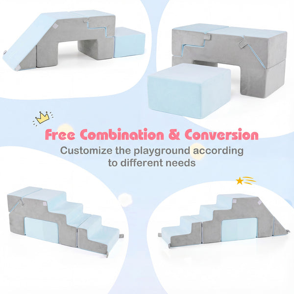4-in-1 Foam Climbing Blocks Toddler Indoor Climb with Slide for Toddlers & Kids