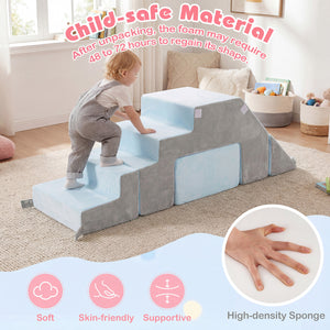 4-in-1 Foam Climbing Blocks Toddler Indoor Climb with Slide for Toddlers & Kids