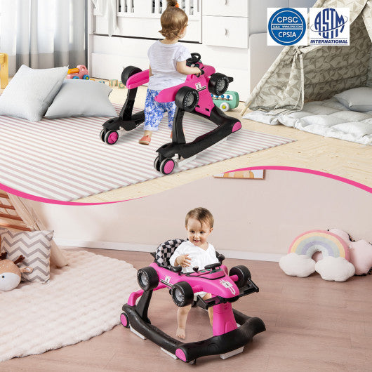 4-in-1 Foldable Activity Push Walker with Adjustable Height-Red