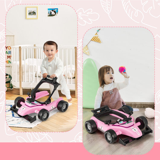 4-in-1 Foldable Activity Push Walker with Adjustable Height-Red