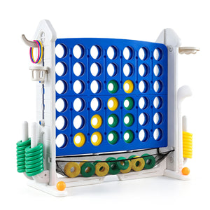 4-in-1 Height Adjustable Row Connect Game with Mesh Net and Carrying Bag