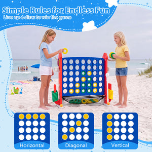 4-in-1 Height Adjustable Row Connect Game with Mesh Net and Carrying Bag