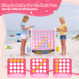 4-in-1 Height Adjustable Row Connect Game with Mesh Net and Carrying Bag