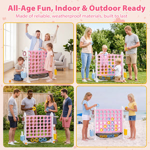 4-in-1 Height Adjustable Row Connect Game with Mesh Net and Carrying Bag