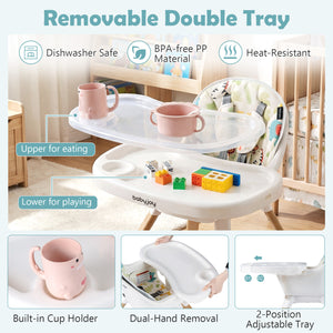 4 in 1 High Chair for Babies Convertible Toddler Highchair-Multicolor