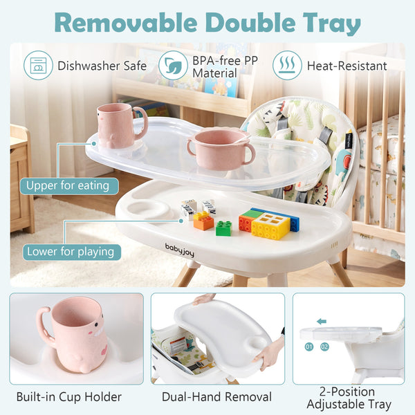 4 in 1 High Chair for Babies Convertible Toddler Highchair-Multicolor