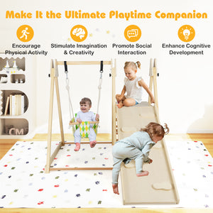 4-in-1 Indoor Jungle Gym with Baby Swing and Climbing Ramp for Infants