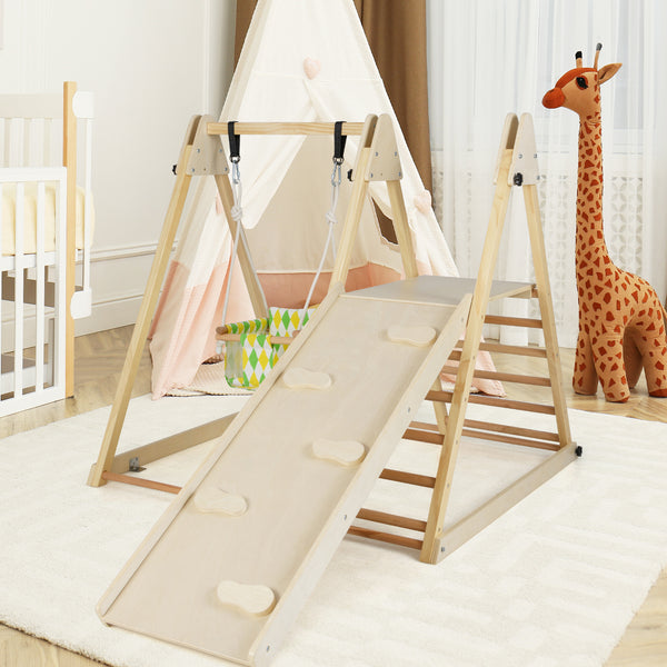 4-in-1 Indoor Jungle Gym with Baby Swing and Climbing Ramp for Infants
