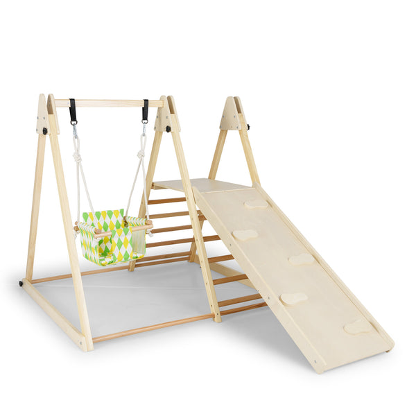 4-in-1 Indoor Jungle Gym with Baby Swing and Climbing Ramp for Infants
