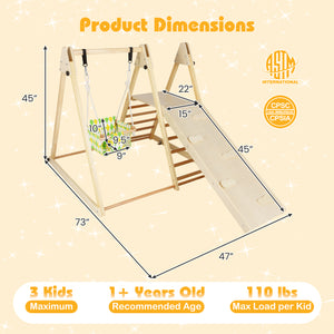 4-in-1 Indoor Jungle Gym with Baby Swing and Climbing Ramp for Infants