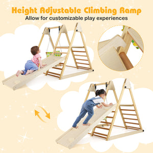 4-in-1 Indoor Jungle Gym with Baby Swing and Climbing Ramp for Infants