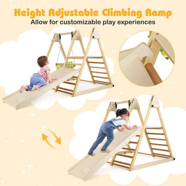 4-in-1 Indoor Jungle Gym with Baby Swing and Climbing Ramp for Infants