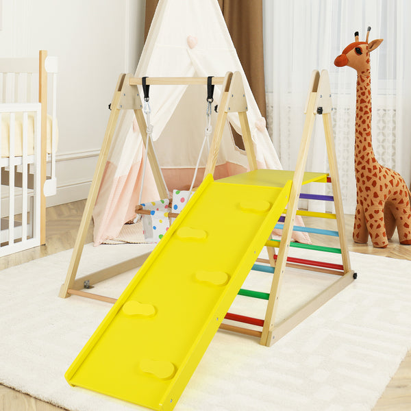 4-in-1 Indoor Jungle Gym with Baby Swing and Climbing Ramp for Infants