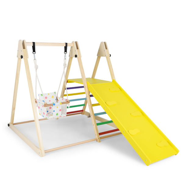 4-in-1 Indoor Jungle Gym with Baby Swing and Climbing Ramp for Infants