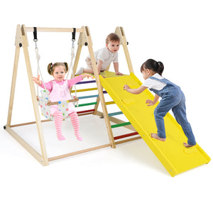 4-in-1 Indoor Jungle Gym with Baby Swing and Climbing Ramp for Infants